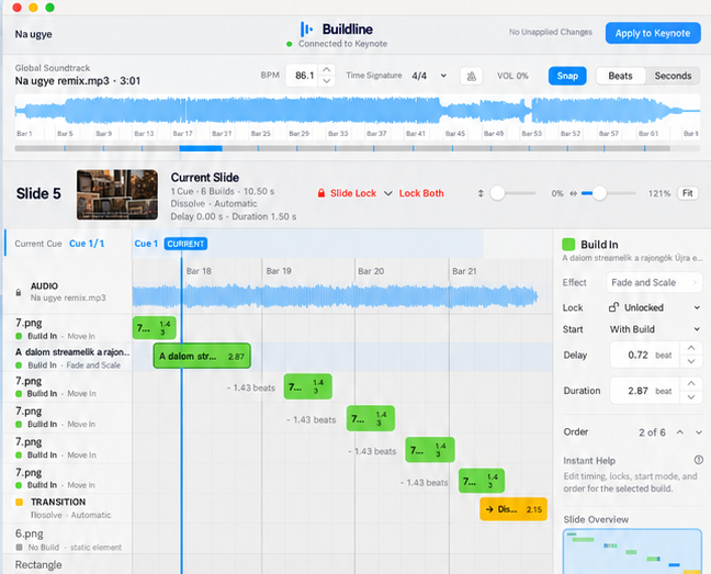 Buildline timing workspace window